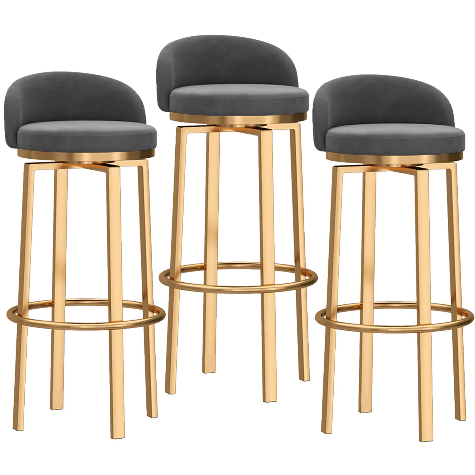 Amazon｜キッチン回転バースツール3個セット、グレーのカウンター